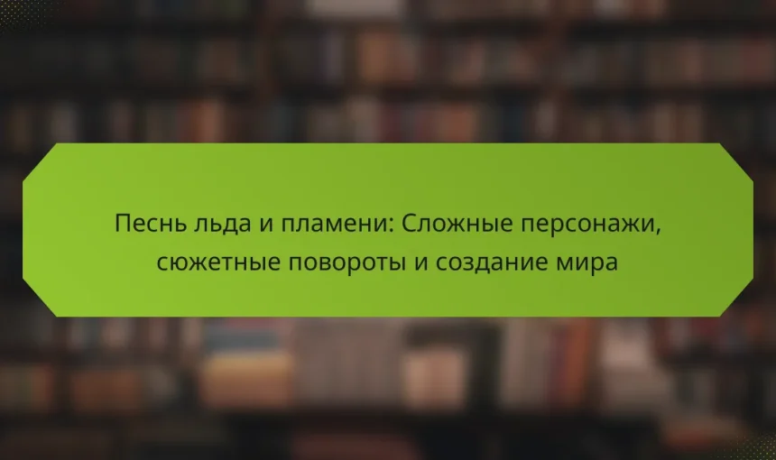 Песнь льда и пламени: Сложные персонажи, сюжетные повороты и создание мира